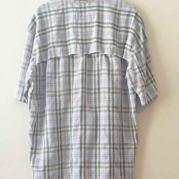 Eddie Bauer Men's Performance Green Short Sleeve Plaid Shirt Tall XL Chest 48'' - Picture 2 of 5